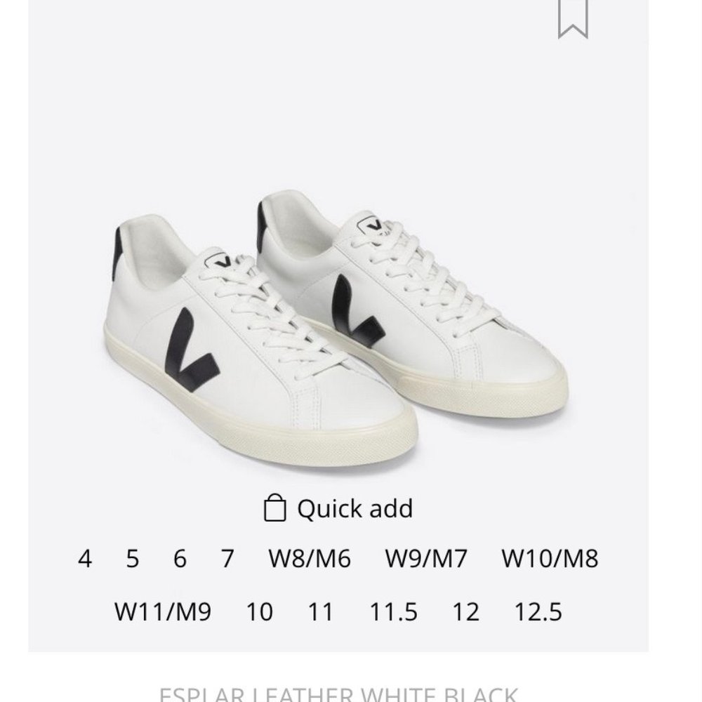 VEJA ESPLAR LEATHER WHITE BLACK, Womens shoes. US size 9.5/Veja size 41